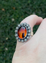Load image into Gallery viewer, Size 7.25 | Red Amber Flower Ring
