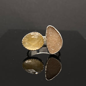 Size 7 | Druzy & Gold Rutile Quartz