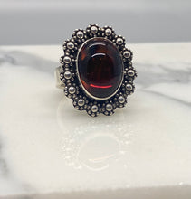 Load image into Gallery viewer, Size 7.25 | Red Amber Flower Ring