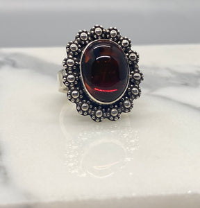 Size 7.25 | Red Amber Flower Ring