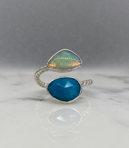 Size 6.75-7 | Turquoise & Opal open